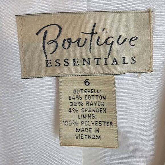 Boutique Essentials Off White Cotton Rayon Evening Jacket Blazer - Size 6 - Picture 7 of 8